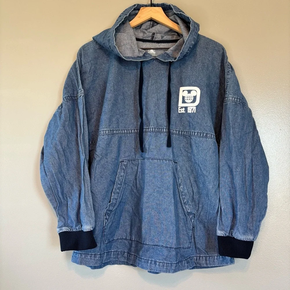 Disney Spirit Jersey Small Walt Disney World Blue Denim Pullover Hoodie - Picture 3 of 5